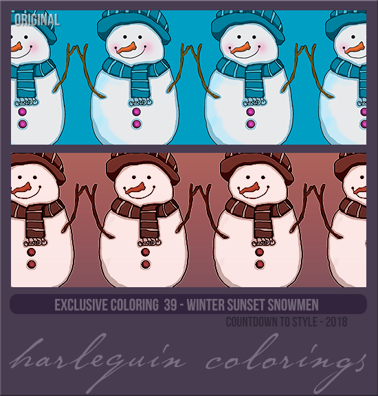 EXCLUSIVE COLORING #039  [WINTER SUNSET SNOWMEN]
