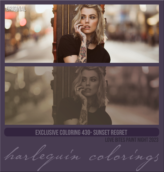 EXCLUSIVE COLORING #430 [SUNSET REGRET]
AVAILABLE: DECEMBER 2023 (LOVE BITES PAINT NIGHT 2023)
